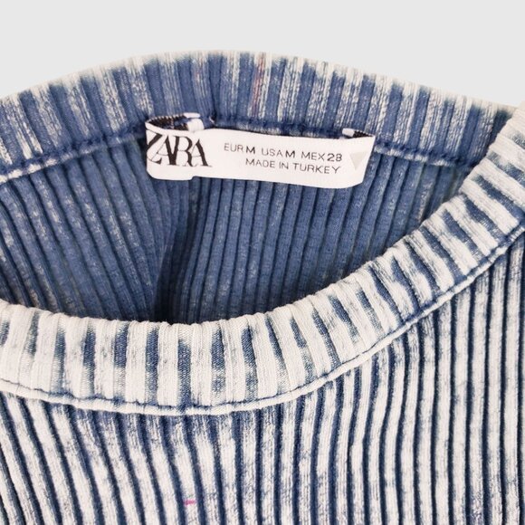 ZARA Women’s 2-Piece Ribbed Tie Dye Velvet Set Blue Crop Top & Maxi Skirt M - Picture 11 of 12